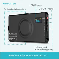 Wiltec Spectar RGB M-Pocket LED 0.7 (Studioleuchte, Videoleuchte), Dauerlicht, Schwarz