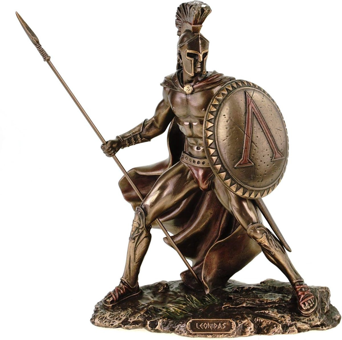 Veronese Design Leonidas met Speer beeld voor volwassenen, 19 cm