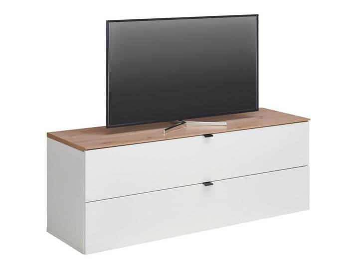 Hom`in Tv-Element, Weiß, Eiche Artisan, 1 Schublade(n) Schubladen, 140x62x44 cm, Kabeldurchlass, Wohnzimmer, TV Möbel, TV-Racks