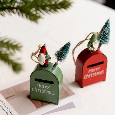 Rare Purchases Santa Claus Exquisite Cartoon Iron Mail Box, Christmas Tree Decoration Pendant, House Pendant Decoration Christmas House white