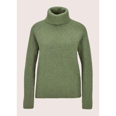 Longpullover MADELEINE "Pullover Rollkragenpullover mit Raglanärmeln", Damen, Gr. 34, hellsalbeigrün, silberfarben, Modern, comfort fit, Pullover Longpullover