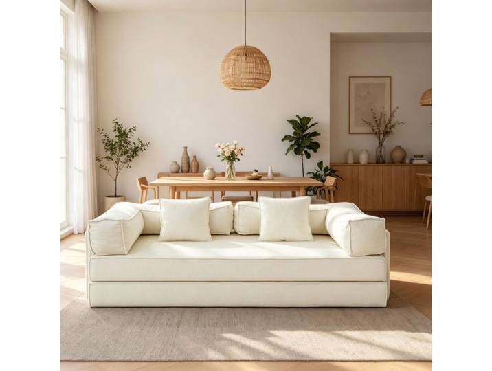 Canapé convertible - Canapé multifonctionnel canapé rembourré convertible en siège inclinable avec dossier Beige