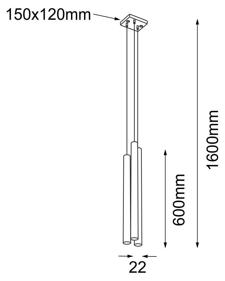 Antigo KOSAME 5201 Drievoudige hanglamp met cilindervormige LED-armaturen