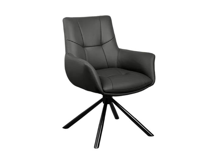 360° drehbarer Echtleder Design Stuhl „Level up“ Schwarz Invicta Interiors