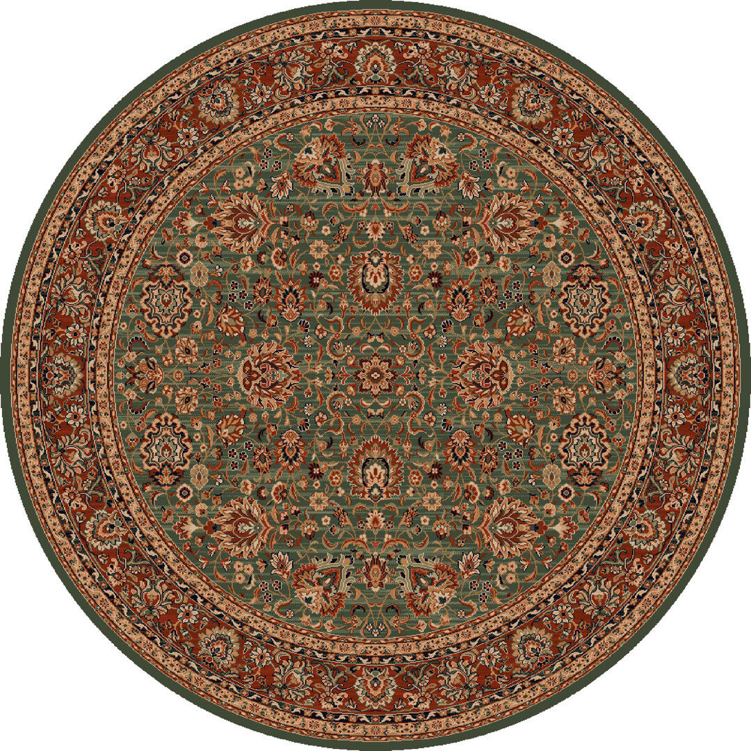 Bloomsbury Market Balaton Oriental Wool Area Rug Green Round 160cm