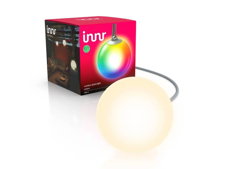 Innr Lighting Smart Outdoor Globe Colour LED-Kugellampe, Zusatz Colour, dimmbar, weiß / opal, Kunststoff, Modern