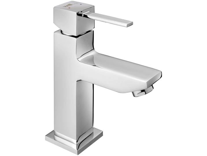 Waschtischarmatur WELLTIME Trento, Wasserhahn , grau (chromfarben), B:5cm H:15,6cm T:14,7cm, Messing, Armaturen, Waschtischarmatur, Wassersparende Eco-Click-Funktion, inkl. Pop-Up Ablaufventil