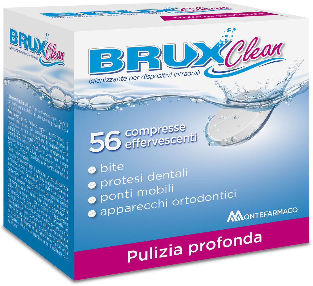 Montefarmaco Brux Clean Igienizzante per Bite, Protesi Dentali e Apparecchi Ortodontici 56 Compresse