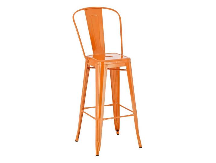 TPFLiving Barhocker Metall (Barstuhl mit Rückenlehne - Thekenhocker - Hocker für Küche), Pulverbeschichtetes Metall - Barhocker Orange
