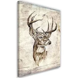 LEINWANDBILD Tier Hirsch-Skizze 1-teilig