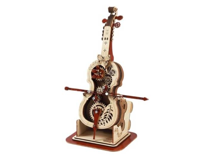VNCdfhETs Dekorative Spieluhr Hölzerne Manuelle Spieluhr Cello Phonograph Zapfenverbindung Struktur Handwerk Musikalisches Erinnerungsstück