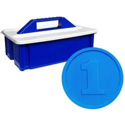 CombiCraft Wertmarken-Chips mit Reliefprägung „1“ in Blau – 2.000 Stück inklusiv Aufbewahrunskiste