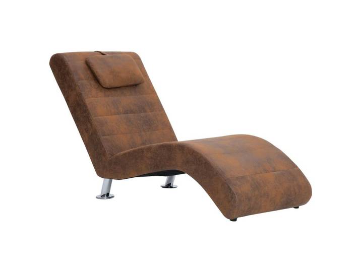 vidaXL Chaiselongue, Liegesofa mit Kissen Braun Wildleder-Optik