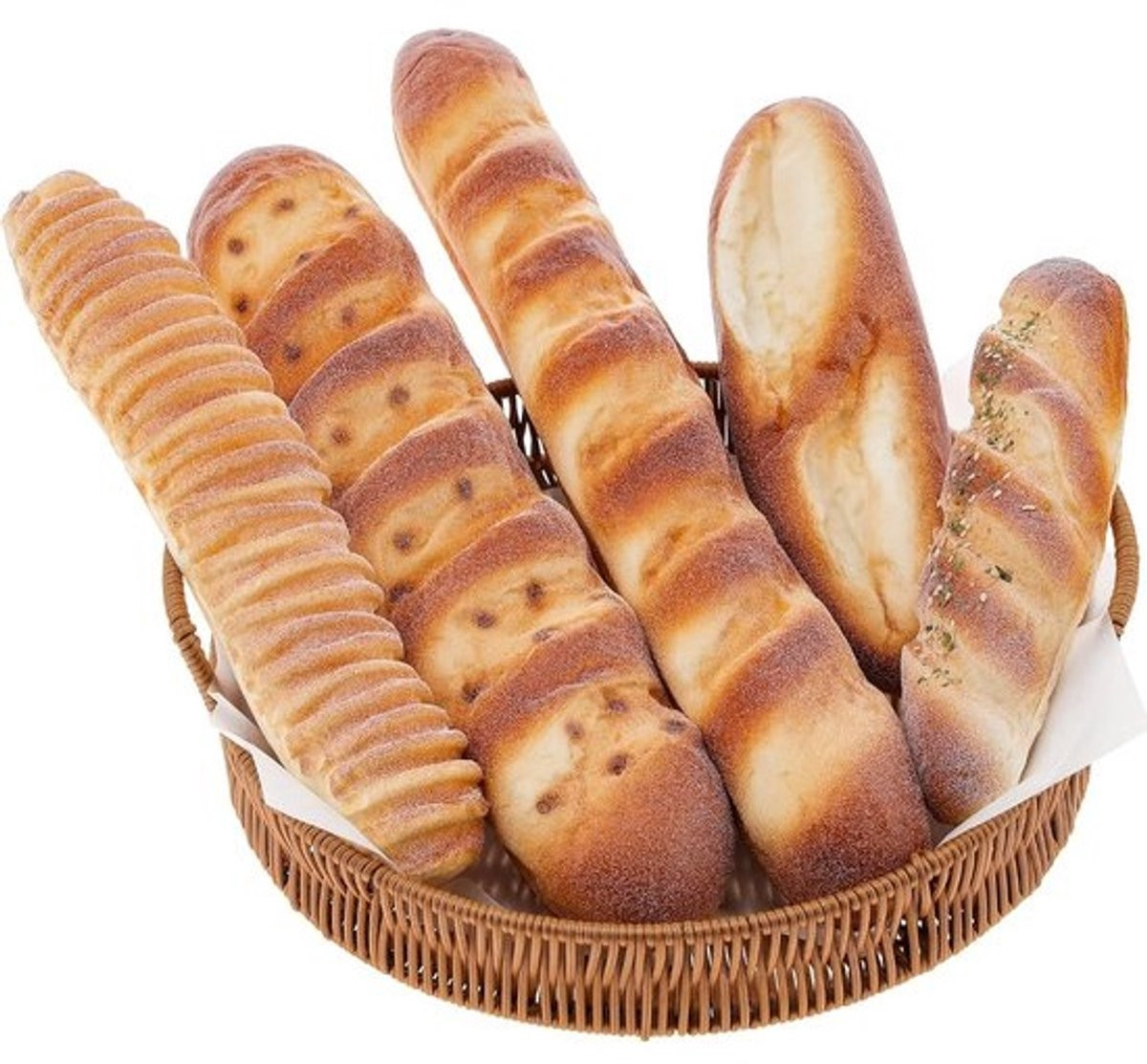 Set van 5 realistische kunstmatige stokbroden voor keuken decoratie en display