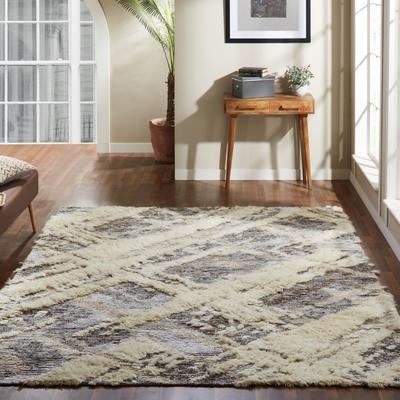 Rio Carbon Loft Silkina Parchment Grey Shag Area Rug