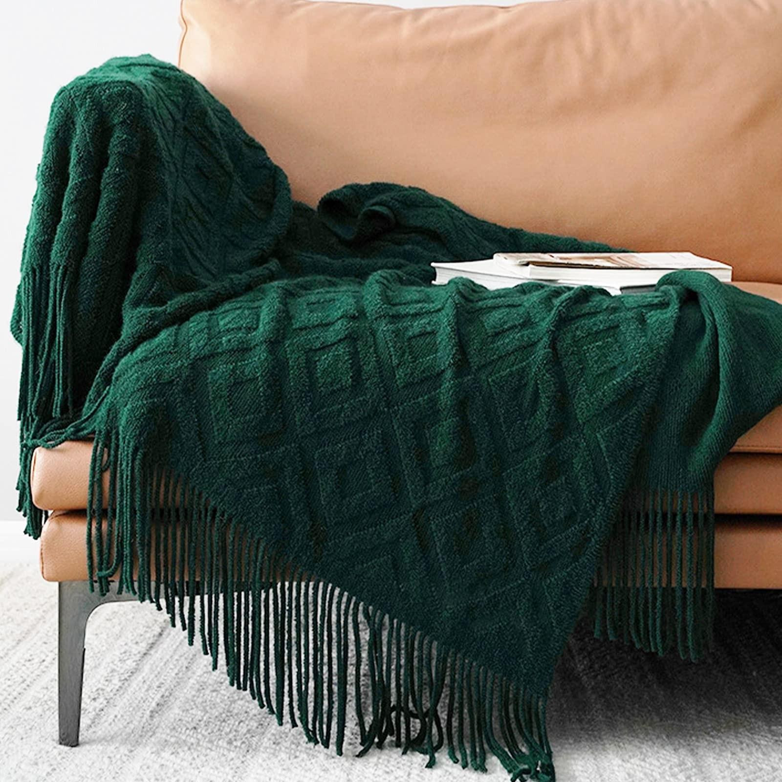 Merkloos Jacquard Plaid met Franjes voor volwassenen