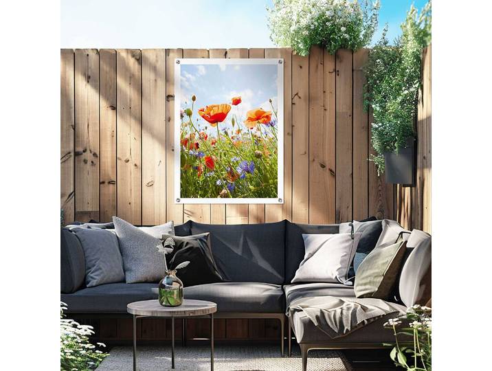 Outdoor-Poster Blumenfeld PVC Multicolor/Multicolor 60 x 80 x 0cm