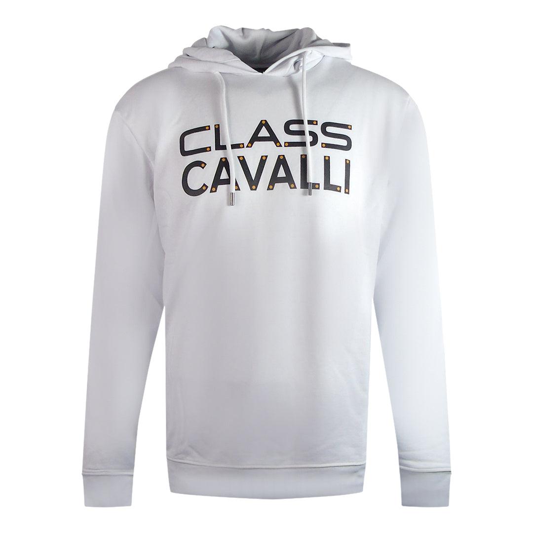 Witte hoodie met Cavalli-klasse omgekeerd logo