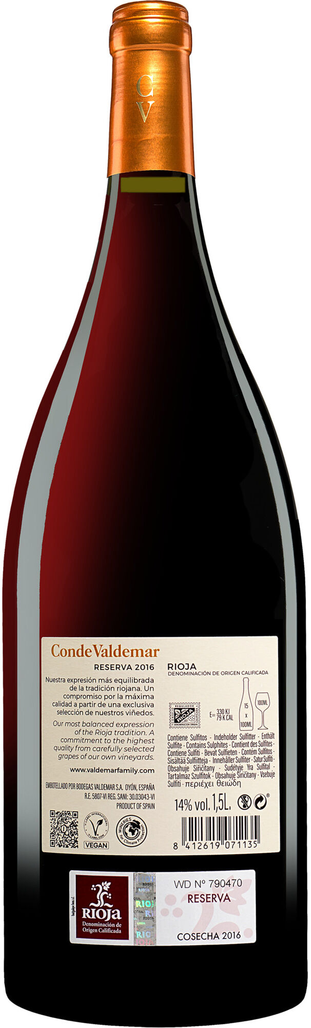Conde de Valdemar Reserva - 1,5 L. Magnum 2016 14% Vol. Rotwein Trocken aus Spanien