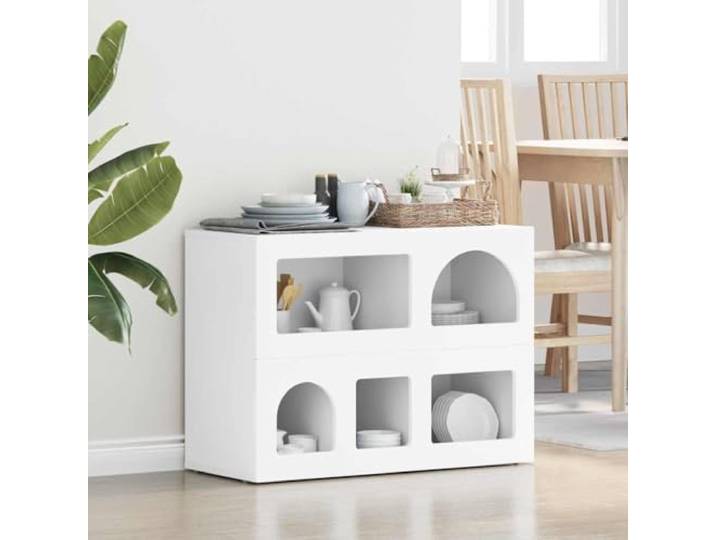 RJPLMFV Sideboard ELST weiß 80,5 x 35 x 59 cm aus Holz Moderner TV-Schrank, mehrere Regale, Mehrzweckkonsole für Wohnzimmer, einfache Wartung