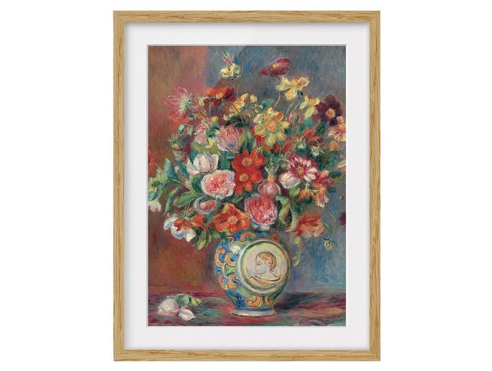 Impression art bouquet de fleurs IV Chêne massif naturel Multicolore 50 x 70cm