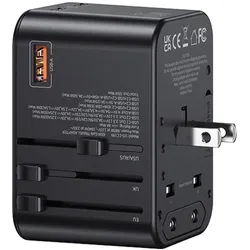 Usams, Reiseadapter, US-CC199 T62 65W Dual Type-C+USB Universal Travel Charger (US/AU/UK/EU)