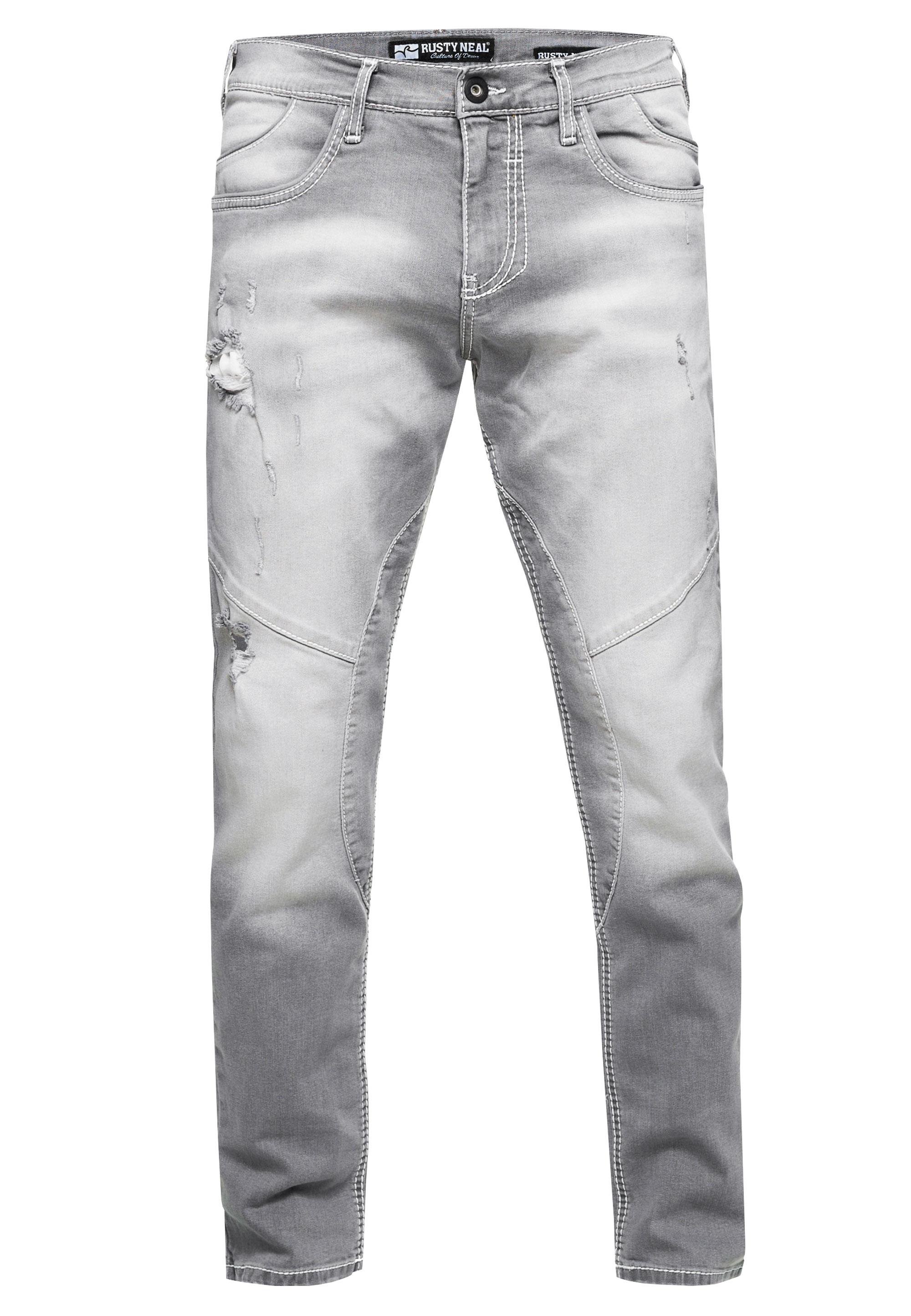 Jeans Hose "NISHO" Straight-Fit Biker Cotton-Stretch