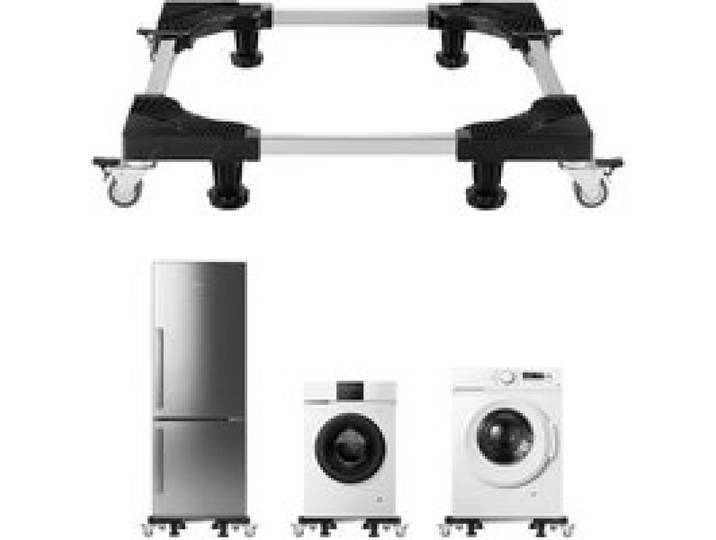 VEVOR Waschmaschine Sockel Untergestell 500 kg Tragkraft, mobile Basis mit feststellbaren Zwillingsrädern & 4 Bremsen, 69,85-89,9 cm verstellbarer Möbelwagen für Waschmaschine, Kühlschrank & Trockner