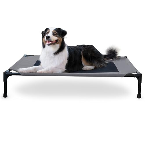 K&H Pet Products Verhoogd Hondenbed met Ademend Mesh en Antislip Voeten, Grijs/Zwart
