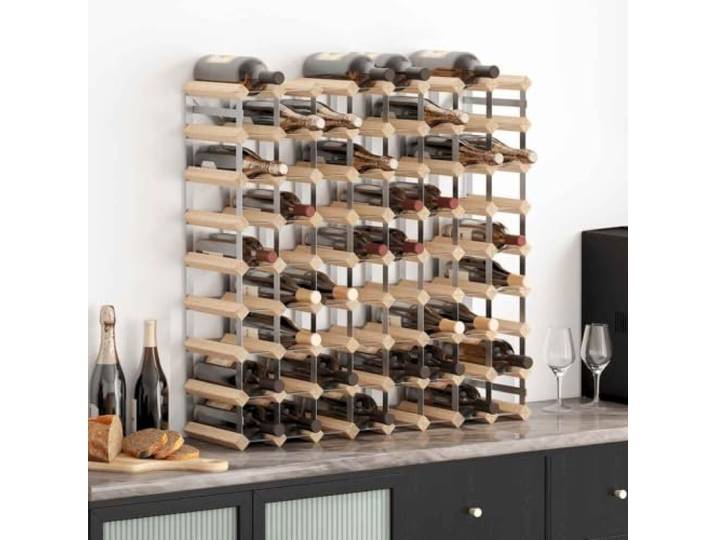 Flaschenregal aus Massivholz für 72 Flaschen, mit verzinktem Stahl Langlebige Struktur, einfache Montage, Hardware inklusive, modernes Design, geräumige Aufbewahrung, elegante Präsentation