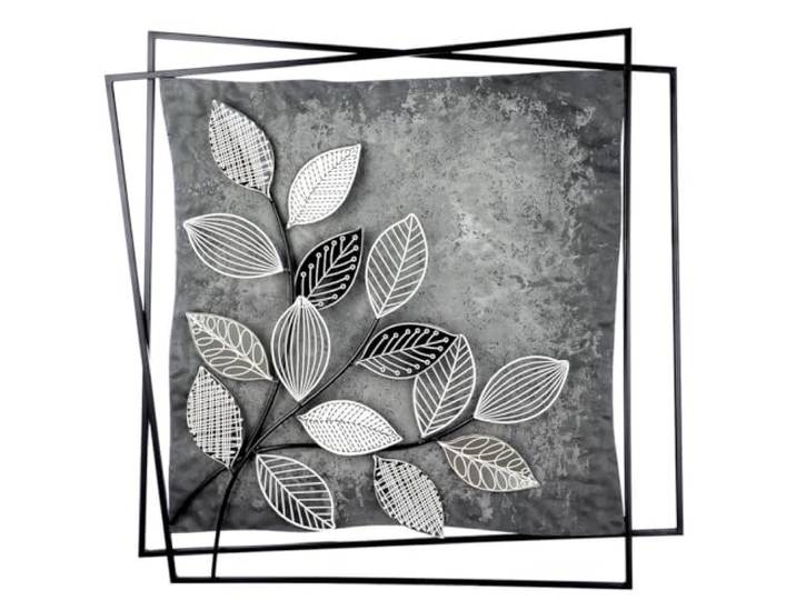 GILDE Wandrelief Graphic Métal Gris Mat Motif Branche carrée 77 x 77 x 5 cm Décoration Murale Accessoire d'intérieur