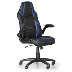 Leder-Gamigstuhl GAME, schwarz/blau