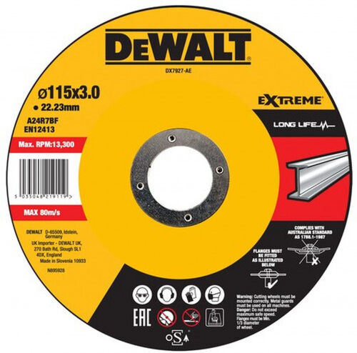 DeWALT DX7927 Disque a tronçonner 115x3x22,23mm métal type 42 (déporté)
