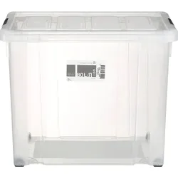 Tarrington House Clear Box, mit Rollen und Deckel, 80 l, transparent