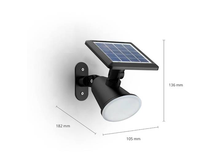 Philips LED-Solar-Wandleuchte Jivix, schwarz, Kunststoff, Modern, Solarleuchte außen
