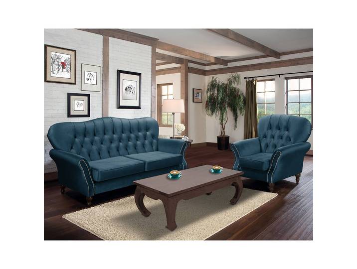 Sessel Dassel Blau Samt Onoli 122 x 98 x 95cm