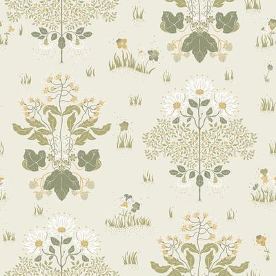 A-Street Prints Elda Olive Delicate Daisies Wallpaper