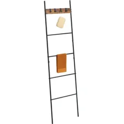 Relaxdays Industrial Handtuchleiter mit 4 Sprossen Braun,Schwarz