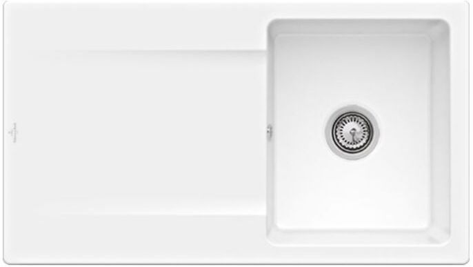 Villeroy und Boch Villeroy & Boch Siluet Einbauspüle 333501KG mit Ablaufgarnitur und Handbetätigung, Snow White