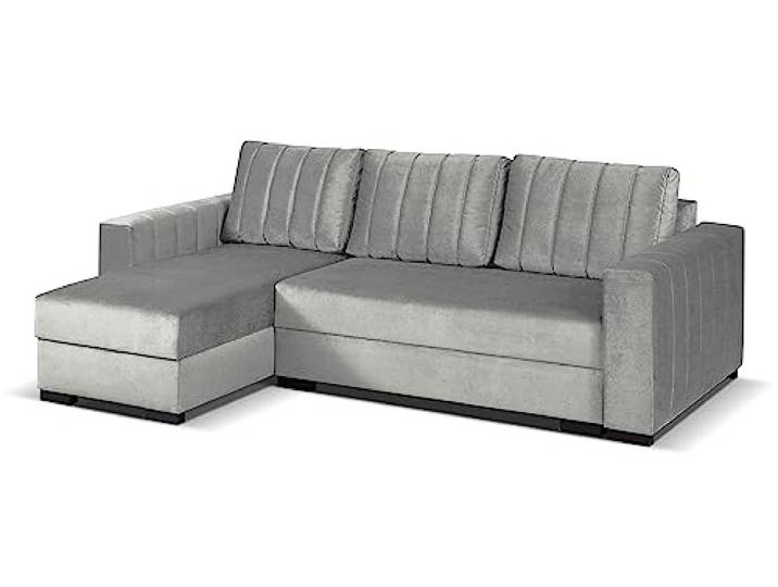 MEBLE-LUX - Universal Ecksofa mit Schlaffunktion und 2 Bettkasten Vera I 242cm Breit Sofa L Form I Eckcouch mit Schlaffunktion I Universal Ecke (Rechts oder Links) I Sofa Hellgrau