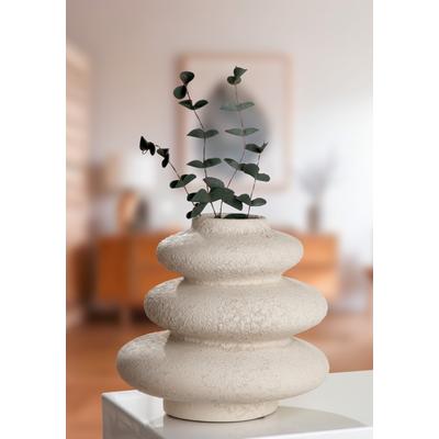 Tischvase HOMSY BY ANA JOHNSON "Floriva, 21x20cm, strukturierte, matte Oberfläche", natur, B:20cm H:21cm T:20cm Ø:20cm, Keramik, Vasen, hochwertige Keramik aus einer traditionellen Manufaktur,Made in Europe