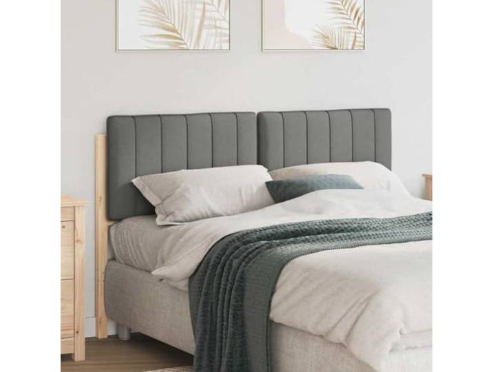 RJPLMFV Kopfteil gepolstert, Braun und Hellgrau, 140 cm, massives Kiefernholz