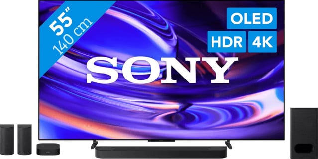 Sony Bravia 6 55 inch OLED TV (2026) met Sony Bravia Theatre System 6 Zwart