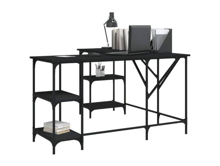 Bureau droit - GKK - Bureau informatique - noir 139x139x75 cm - bois d'ingénierie @600@