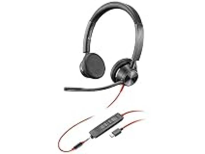 Plantronics – Blackwire 3325 USB-C (Poly) – Micro-casque filaire binaural avec micro-perche – Connexion à un PC/Mac via USB-C ou à un(e) téléphone portable/tablette via un connecteur Jack 3,5mm