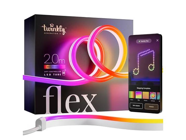 Twinkly Flex – App-gestuurde Flexibele Lichtbuis met RGB (16 Miljoen Kleuren) LED's. 2 Meter. Witte Draad. Binnen Slimme Huisdecoratie Licht