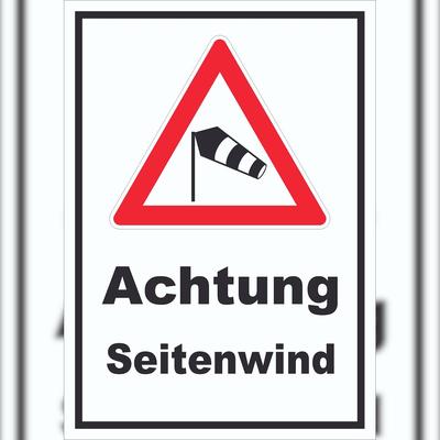 HB-Druck Schild Achtung Seitenwind A6 (105x148mm)