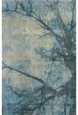 Rug Source Hand-knotted Modern Silk Blue Abstract/ Nature Print Area Rug - 5' 9'' X 4' 0''