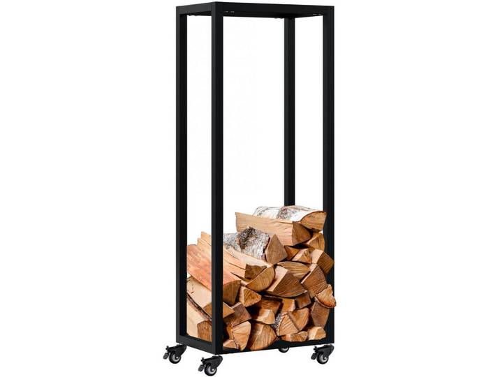 CLP Kaminholzregal 40/25/100 cm Metall Schwarz, Rechteckig, 40x100x25 cm, Kleinmöbel, Kamine & Zubehör