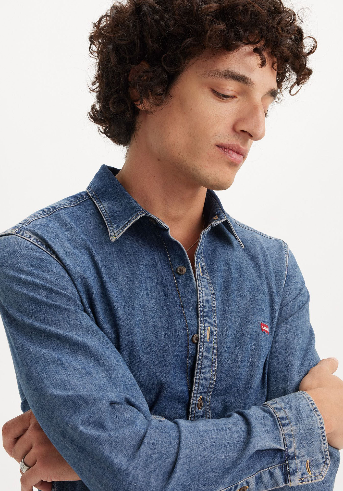 Jeanshemd LEVI'S "LS BATTERY HM SHIRT SLIM", Herren, Gr. S, N-Gr, blau (trinity medium wash), Denim/Jeans, Obermaterial: 78% Baumwolle, 22% Polyester, slim fit, Hemden Jeanshemd, aus pflegeleichtem Baumwollmix trinity medium wash S, N-Gr